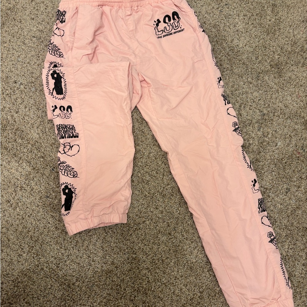 Women Baby Pink Graphic Jogger Pants - BrokenPromises.co